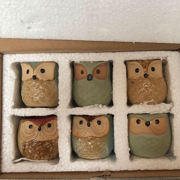 Set of 6 Owl Pot Ceramic Glaze Base Planter Pots - Picture 4 of 4
